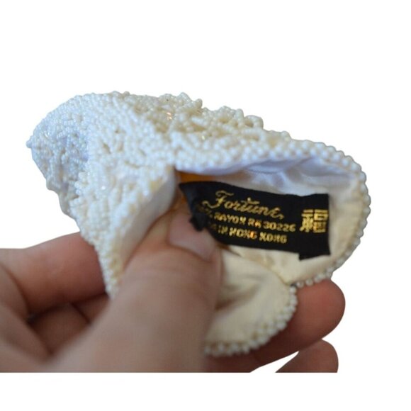 Vintage Fortune Ivory Beaded Eyeglass Case Women's Classic Elegant Evening Bag - Picture 2 of 5